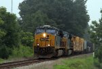 CSX 845 leads a train towards Hamlet